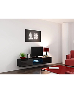 Cortex Modern Floating 71" Long Tv Stand Vigo Glass With Led