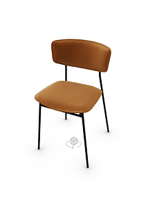 Calligaris Fifties Chair With Padded Seat And Back And Metal Frame