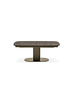 Calligaris Cameo Table With An Extendable Elliptical Top And Central Metal Base, Matt Bronze Top