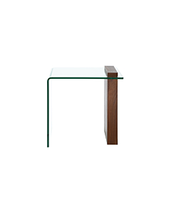 Casabianca Buono End Table in Walnut Veneer with Clear Glass