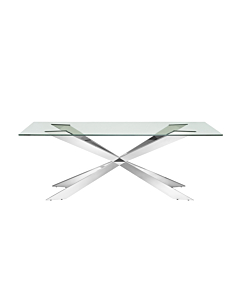 Casabianca Vortex Dining Table in Clear Glass with Polished Stainless Steel Base