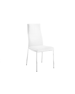 Casabianca Firenze Dining Chair in White Pu-leather with Stainless Steel Base