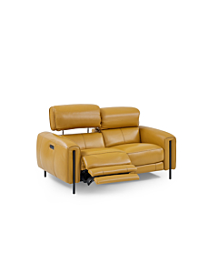 Charm Leather Loveseat with Two Recliners | Creative Furniture-CR-Honey Yellow Leather