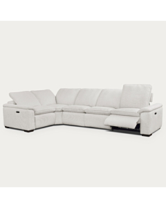 Cloudy 5-Piece Sectional with Power Recliners – Frost Fabric