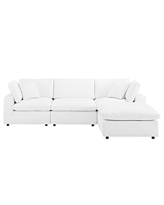 Modway Commix Down Filled Overstuffed Vegan Leather 4-Piece Sectional Sofa