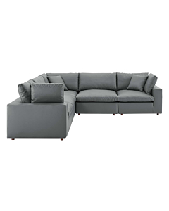 Modway Commix Down Filled Overstuffed Vegan-Leather 5-Piece Sectional Sofa