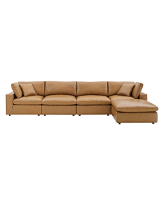 Modway Commix Down Filled Overstuffed Vegan Leather 5Piece Sectional Sofa