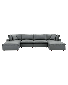 Modway Commix Down Filled Overstuffed Vegan Leather 6-Piece Sectional Sofa