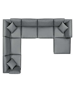 Modway Commix Down Filled Overstuffed Vegan Leather 7-Piece Sectional Sofa