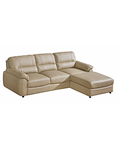 Cortex Baltica Sleeper Sectional with Storage, Beige Leather, RFC