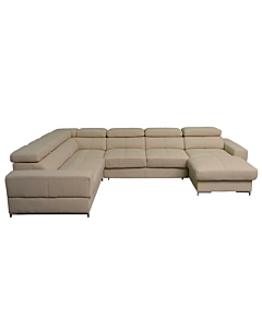Cortex Bazalt Sleeper Sectional, Beige Faux Leather, Left