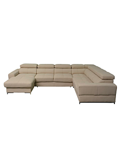 Cortex Bazalt Sleeper Sectional, Beige Faux Leather, Right