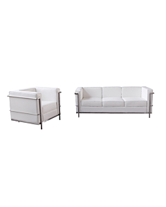 Cortex Cour Leather Living Room Set, White