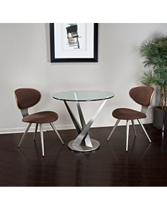 Elite Modern Crystal Bistro Table, Powder Coated Columns