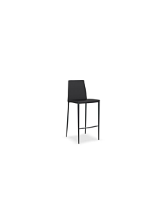 Calligaris Aida Metal Stool Upholstered with Gray Leather