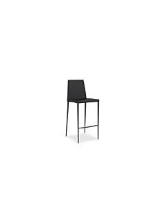Aida Stool in Gray Leather, Matt Gray Base