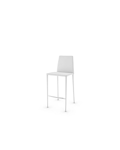 Calligaris Aida Stool Upholstered with Regenerated Leather, White
