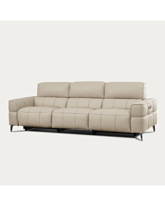 Cubo Sofa with Two Recliners – Oatmeal Leather | Creative Furniture