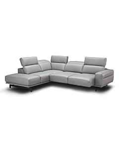 Cortex Davenport Leather Sectional, Light Gray