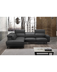 Cortex Davenport Leather Sectional, Slate Gray