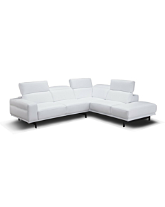 Cortex Davenport Leather Sectional, Snow White