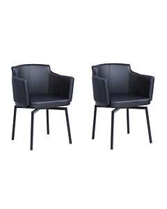 Chintaly Demi Modern Club Arm Chair with Memory Swivel, Black