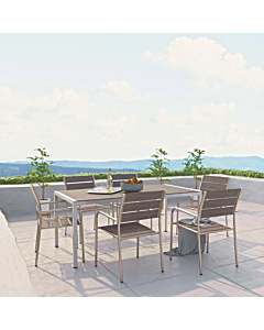 Modway Shore 7 Piece Outdoor Patio Aluminum Dining Set 