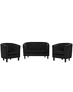 Modway Prospect 3 Piece Performance Velvet Loveseat and Armchair Set