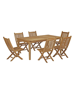 Modway Marina 7 Piece Outdoor Patio Teak Dining Set Natura