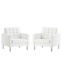 Modway Loft Tufted Vegan Leather Armchairs - Set of 2