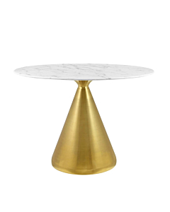 Modway Tupelo 42" Oval Artificial Marble Dining Table Gold White