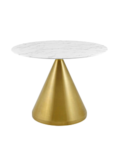 Modway Tupelo 40" Artificial Marble Dining Table Gold White