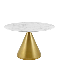 Modway Tupelo 47" Artificial Marble Dining Table Gold White
