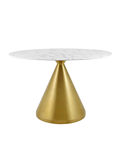 Modway Tupelo 48" Oval Artificial Marble Dining Table Gold White