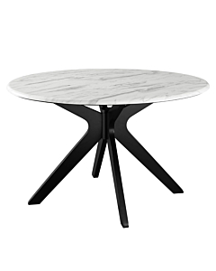 Modway Traverse 50" Round Performance Artificial Marble Dining Table Black White