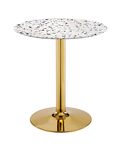 Modway Verne 28" Round Terrazzo Dining Table Gold White