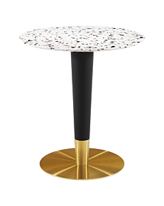 Modway Zinque 28" Round Terrazzo Dining Table Gold White