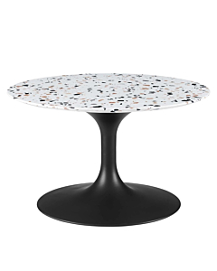 Modway Lippa 28" Round Terrazzo Coffee Table Black White