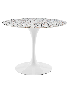 Modway Lippa 40" Round Terrazzo Dining Table White White