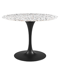 Modway Lippa 40" Round Terrazzo Dining Table Black White