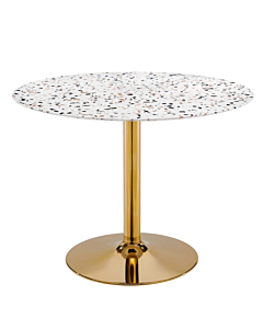 Modway Verne 40" Round Terrazzo Dining Table Gold White
