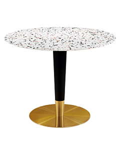 Modway Zinque 40" Round Terrazzo Dining Table Gold White