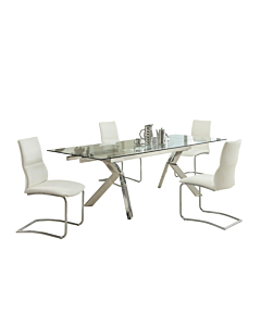 Chintaly ELLA-PIPER Contemporary Dining Set with Extendable Table & 4 Cantilever Chairs