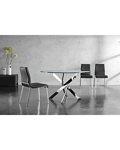 Fabiano Modern Dining Room Set, Table and 4 White Fabiano Side Chairs