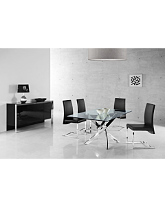 Fabio Dining Room Set, Table 4 Black Fabio Chairs | Creative Furniture