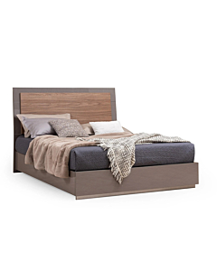 ALF Fifth Avenue Queen Bed – Italian Modern Design in Brushing Beige High Gloss and Walnut Finish