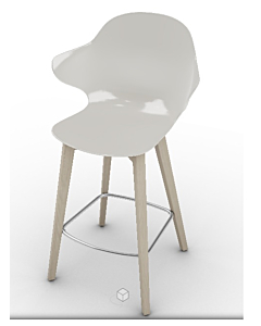 Calligaris Saint Tropez Stool With Polycarbonate Seat Shell And Wooden Base