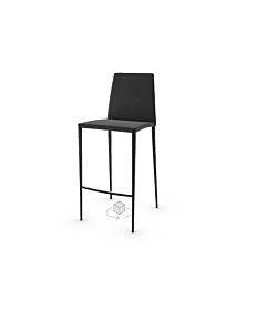 Calligaris Aida Upholstered Stool Covered With Regenerated Leather And Metal Frame