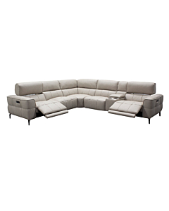 Cubo 6-Piece Sectional Sofa with Recliners, Oatmeal Split Leather | Creative Furniture