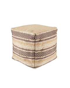 Jaipur Living Carcaba Indoor/ Outdoor Striped Beige/ Gray Cube Pouf